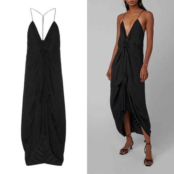 Significant Other Dresses & Skirts - Significant Other Daphne V-Neck Cupro Midi Dress 4 in black
